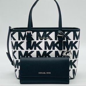 Michael Kors X Small Cryl Top Zip Tote Bag & Trifold Wallet